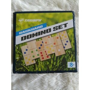 TRIUMPH BACKYARD WOOD DOMINO SET WITH STORAGE CARRY BAG